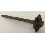 A WWI style British trench mace fitted to a wooden entrenching tool handle.