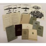 A small collection of military related ephemera. To include black and white glossy prints of Halifax