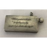 A German WWI style white metal "Lucifer" everlasting match with engraved detail.