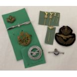 A collection of vintage RAF badges to include cap badges, stick pins and bullion patch.