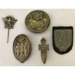 5 assorted WWII style German "Tinny" badges.