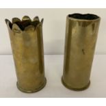 2 vintage post war shell cases, one dated 1956.