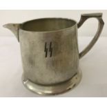 A WWII style engraved silver plate Waffen SS Officers mess cream jug.