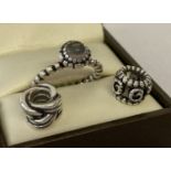 A Pandora birthstone "June" ring set with pale grey stone. Marked S925 ALE 48.