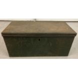 A vintage green painted metal storage/tool box.