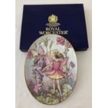 A boxed Royal Worcester ceramic Flower fairy oval plaque.