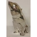 An Art Deco style silver plated cocktail shaker in the shape of a polar bear.