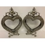 A pair of Eastern Style heart shaped lanterns, hanging or free standing.
