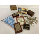 A collection of mixed items to include trinket boxes, ordnance survey maps and coat hooks.
