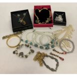 A small collection of vintage and modern costume jewellery.