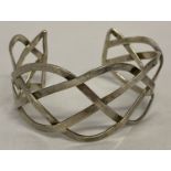 A Mexican silver lattice work cuff bangle.