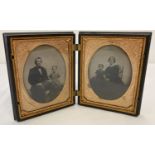 A Victorian Gutta Percha folding book style daguerreotype photo frame.