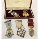 5 boxed vintage enamelled Masonic medals.