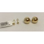 A pair of 9ct gold large ball stud style earrings together with a small pair of 14ct gold ball stud