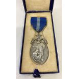 A boxed vintage silver Masonic Hospital members breast jewel, engraved to reverse.