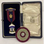 A boxed and hallmarked silver vintage Masonic members jewel for Rottingdean Mark Lodge #918.