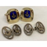 Masonic interest - A pair of silver cufflinks together with a pair of vintage Stratton's cufflinks.