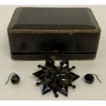 A cased antique set of French jet mourning jewellery.