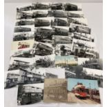 A collection of 38 postcards and black and white photographs relating to British trams.