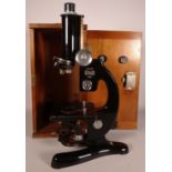 A vintage black painted Microscope by Beck, London. Model 47.