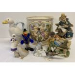 A collection of mostly figurines, to include Capodimonte, Royal Doulton, Goebel and Morano.