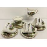 A 6 setting Royal Vale tea set with cottage garden design.