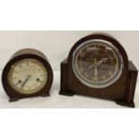 2 vintage wooden cased striking mantle clocks, both by Smiths.