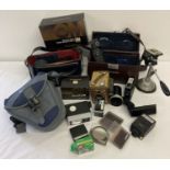 A quantity of vintage camera and photography equipment.