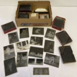 A quantity of assorted vintage glass negative plates circa 1930's.