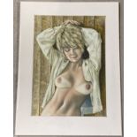 Krys Leach - original mounted oil on board of a nude, entitled "Shay's Favourite Shirt".