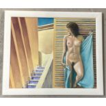 Krys Leach - original framed oil on board of a nude, entitled "Stairway to Heaven".