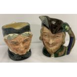 2 Royal Doulton large ceramic toby jugs. Granny D5521 together with Robin Hood D6527.