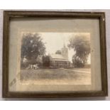 A framed and glazed vintage photograph of St Mary's church, Cranworth, Norfolk.