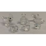 A collection of 6 small Swarovski Crystal bird figures, all with etched marks to base.