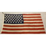 An antique linen 45 star 1896-1906 USA stars and stripes flag
