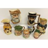 A collection of 8 vintage ceramic toby jugs of varying sizes to include Tony Wood & Kelsboro Ware.