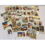 50 assorted vintage comical postcards.