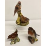 3 ceramic bird figurines by Beswick and Royal Worcester.