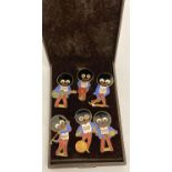 A boxed set of 6 1985 special edition "1940 Brooch Collection" Robertson's golly badges.