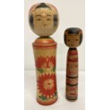 2 vintage wooden hand painted Japanese Kokeshi dolls.