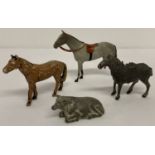 4 vintage lead animals.