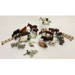 A collection of vintage lead farm animals and accessories to include Timpo, Flyde and Cherilea.