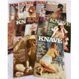 12 vintage issue of Knave, adult erotic magazine, all from the late 1970's.