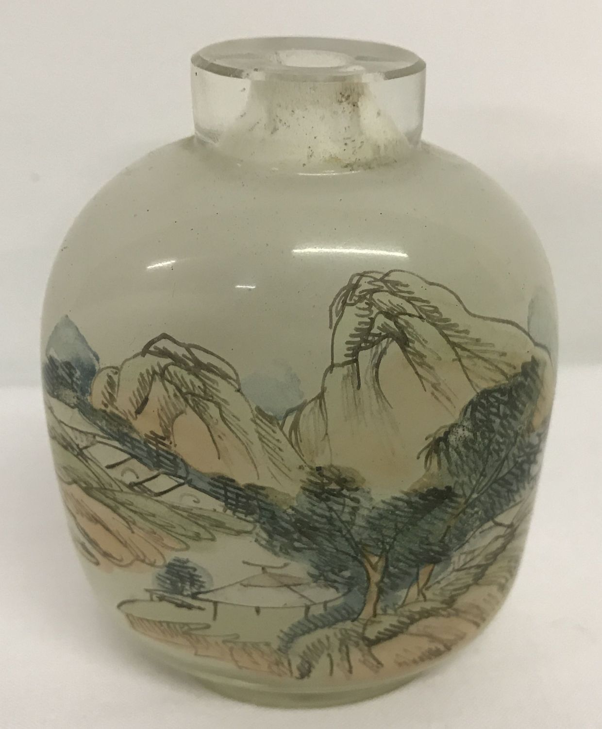 A small glass internal painted oriental scent bottle, stopper missing. - Image 2 of 2