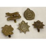 5 assorted British Army Territorial cap badges.