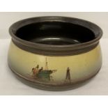 A vintage Bretby ceramic bowl with fishing boat and buoy decoration.