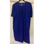 A fully lined heavy crepe short sleeve shift dress in Royal blue colour by Jaeger.
