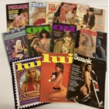 12 assorted issues of vintage adult erotic magazines.