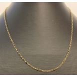 A 9ct gold 16 inch fine belcher chain with Spring style clasp.