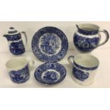 A collection of vintage George Jones "Abbey 1790" blue and white ceramic table ware.